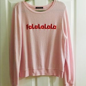 Wildfox “FaLaLaLaLa” Baggy Beach Jumper—Rosy Cheek